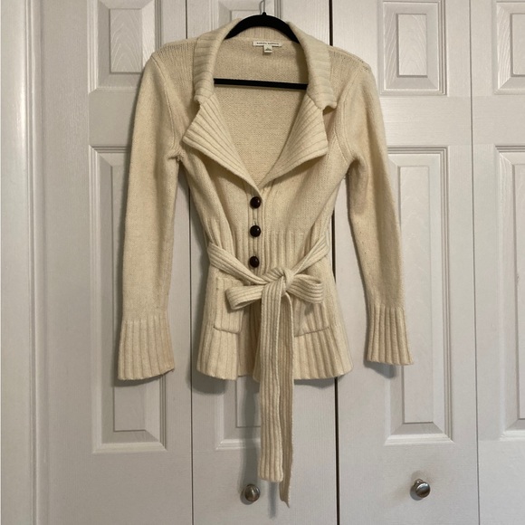☘️Banana Republic Cream Jersey Knit Cardigan w/Belt - Picture 1 of 5